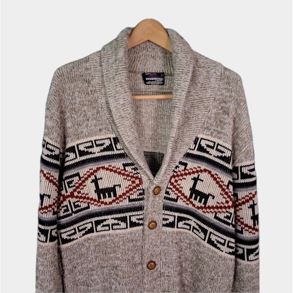 VTG Dimension By Milford Women Large Southwest Knit Shawl Sweater USA Made 80's